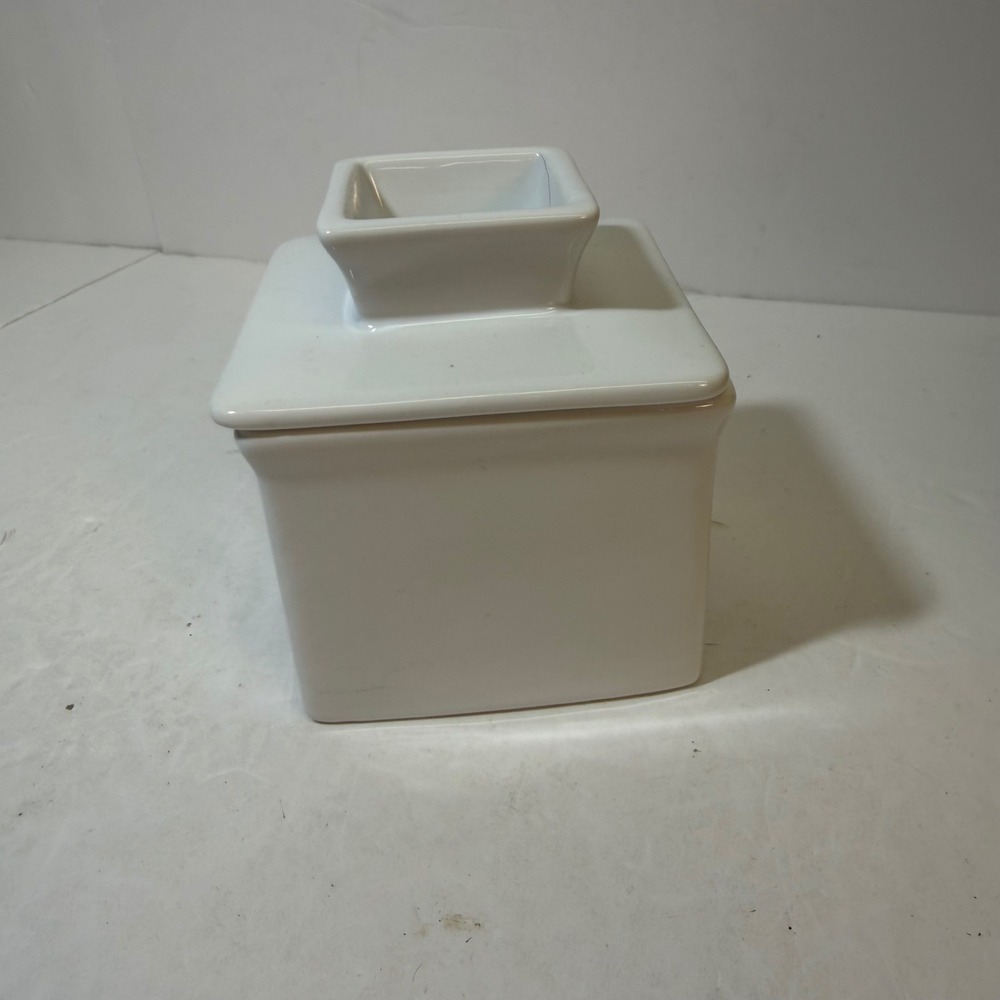 Fox Run White Ceramic Square Butter Bell Crock French Butter Keeper